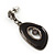 Dark Grey Enamel Oval Geometric Chain Necklace & Drop Earrings Set In Gun Metal Finish - 38cm Length/ 6cm Extension - view 7