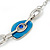 Light Blue Enamel Oval Geometric Chain Necklace & Drop Earrings Set In Rhodium Plating - 38cm Length/ 6cm Extension - view 5