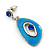 Light Blue Enamel Oval Geometric Chain Necklace & Drop Earrings Set In Rhodium Plating - 38cm Length/ 6cm Extension - view 7