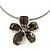 Grey Enamel Diamante 'Flower' Wire Necklace & Drop Earrings Set In Silver Plating - 38cm Length/ 5cm Extension - view 3