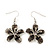 Grey Enamel Diamante 'Flower' Wire Necklace & Drop Earrings Set In Silver Plating - 38cm Length/ 5cm Extension - view 4