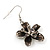 Grey Enamel Diamante 'Flower' Wire Necklace & Drop Earrings Set In Silver Plating - 38cm Length/ 5cm Extension - view 5