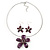 Purple Enamel Diamante 'Flower' Wire Necklace & Drop Earrings Set In Silver Plating - 38cm Length/ 5cm Extension - view 2