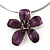 Purple Enamel Diamante 'Flower' Wire Necklace & Drop Earrings Set In Silver Plating - 38cm Length/ 5cm Extension - view 3