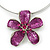 Fuchsia Enamel Diamante 'Flower' Wire Necklace & Drop Earrings Set In Silver Plating - 38cm Length/ 5cm Extension - view 3