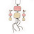 Pale Pink/ Cream Enamel Square Tassel Pendant & Drop Earrings Set In Rhodium Plating - 38cm Length/ 5cm Extension