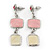 Pale Pink/ Cream Enamel Square Tassel Pendant & Drop Earrings Set In Rhodium Plating - 38cm Length/ 5cm Extension - view 5