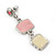 Pale Pink/ Cream Enamel Square Tassel Pendant & Drop Earrings Set In Rhodium Plating - 38cm Length/ 5cm Extension - view 6
