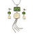 Light Green/ Cream Enamel Square Tassel Pendant & Drop Earrings Set In Rhodium Plating - 38cm Length/ 5cm Extension - view 5