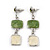 Light Green/ Cream Enamel Square Tassel Pendant & Drop Earrings Set In Rhodium Plating - 38cm Length/ 5cm Extension - view 3