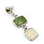 Light Green/ Cream Enamel Square Tassel Pendant & Drop Earrings Set In Rhodium Plating - 38cm Length/ 5cm Extension - view 2