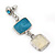 Sky Blue/ Cream Enamel Square Tassel Pendant & Drop Earrings Set In Rhodium Plating - 38cm Length/ 5cm Extension - view 6