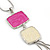 Pink/ Cream Enamel Square Tassel Pendant & Drop Earrings Set In Rhodium Plating - 38cm Length/ 5cm Extension - view 3