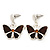 Brown Glass 'Butterfly' Necklace & Drop Earrings Set In Silver Tone - 38cm Length/ 5cm Extension - view 4
