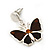 Brown Glass 'Butterfly' Necklace & Drop Earrings Set In Silver Tone - 38cm Length/ 5cm Extension - view 5