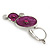 Magenta 'Floral Circles' Pendant Necklace & Drop Earrings Set In Rhodium Plating - 36cm Length/ 6cm Extension - view 6