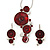 Burgundy Enamel 'Floral Circles' Pendant With Silver Tone Snake Chain & Drop Earrings Set - 36cm Length/ 6cm Extension - view 2