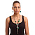 Long Green Resin Nugget Tassel Necklace and Earring Set In Silver Tone - 78cm Length (5cm extension) - view 4