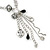 Long Black Acrylic Nugget Tassel Necklace and Earring Set In Silver Tone - 70cm Length (5cm extension) - view 4