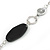 Long Black Acrylic Nugget Tassel Necklace and Earring Set In Silver Tone - 70cm Length (5cm extension) - view 7