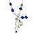 Long Blue Resin Nugget Tassel Necklace and Earring Set In Silver Tone - 78cm Length (5cm extension) - view 2