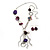 Long Purple Resin and Wood Nugget Tassel Necklace and Earring Set In Silver Tone - 76cm Length (4cm extension)