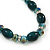 Green/Teal Glass/Crystal Bead Necklace, Flex Bracelet & Drop Earrings Set In Silver Plating - 44cm Length/ 5cm Extension - view 3