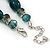 Green/Teal Glass/Crystal Bead Necklace, Flex Bracelet & Drop Earrings Set In Silver Plating - 44cm Length/ 5cm Extension - view 4