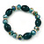 Green/Teal Glass/Crystal Bead Necklace, Flex Bracelet & Drop Earrings Set In Silver Plating - 44cm Length/ 5cm Extension - view 5