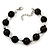 Black/Transparent Simulated Glass Pearl Necklace & Bracelet Set In Silver Plating - 38cm Length/ 4cm Extension - view 3