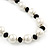 White/Black Simulated Glass Pearl Necklace & Bracelet Set In Silver Plating - 38cm Length/ 4cm Extension - view 5