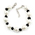 White/Black Simulated Glass Pearl Necklace & Bracelet Set In Silver Plating - 38cm Length/ 4cm Extension - view 4