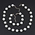 White/Black Simulated Glass Pearl Necklace & Bracelet Set In Silver Plating - 38cm Length/ 4cm Extension
