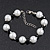 White/Black Simulated Glass Pearl Necklace & Bracelet Set In Silver Plating - 38cm Length/ 4cm Extension - view 6