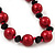 Red/Black Glass Pearl Necklace & Bracelet Set In Silver Plating - 38cm Length/ 4cm Extension - view 3