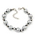 Light Grey/ Metallic Grey Simulated Glass Pearl Necklace & Bracelet Set In Silver Plating - 38cm Length/ 4cm Extension - view 3