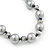 Light Grey/ Metallic Grey Simulated Glass Pearl Necklace & Bracelet Set In Silver Plating - 38cm Length/ 4cm Extension - view 4