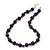Purple Simulated Glass Pearl Necklace & Bracelet Set In Silver Plating - 38cm Length/ 4cm Extension - view 2