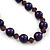Purple Simulated Glass Pearl Necklace & Bracelet Set In Silver Plating - 38cm Length/ 4cm Extension - view 3