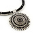 Ethnic Black Enamel Medallion Pendant Necklace On Leather Cord & Drop Earrings Set In Silver Plating - 40cm Length/ 7cm Extension - view 4