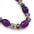 Purple Glass/Crystal Bead Necklace, Flex Bracelet & Drop Earrings Set In Silver Plating - 44cm Length/ 5cm Extension - view 3