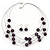 Purple/Black Animal Print Acrylic Bead Wire Necklace & Drop Earrings Set In Black Tone - 54cm Length/ 5cm Extension - view 2