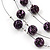 Purple/Black Animal Print Acrylic Bead Wire Necklace & Drop Earrings Set In Black Tone - 54cm Length/ 5cm Extension - view 3