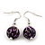 Purple/Black Animal Print Acrylic Bead Wire Necklace & Drop Earrings Set In Black Tone - 54cm Length/ 5cm Extension - view 4