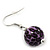 Purple/Black Animal Print Acrylic Bead Wire Necklace & Drop Earrings Set In Black Tone - 54cm Length/ 5cm Extension - view 5