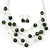 Light Green/Black Animal Print Acrylic Bead Wire Necklace & Drop Earrings Set In Silver Tone - 54cm Length/ 5cm Extension