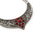 Ethnic Burn Silver Hammered, Red Ceramic Stone Necklace With T-Bar Closure & Teardrop Earrings Set - 42cm Length - view 6
