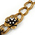 Vintage Diamante Flower Choker Necklace & Drop Earring In Antique Gold Metal - 34cm Length/7cm Extension - view 6