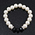 White Simulated Glass Pearl Bead Necklace, Flex Bracelet & Drop Earrings Set With Diamante Rings & Black Beads - 38cm Length/ 6cm Extension - view 7