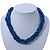 Cobalt Blue, Metallic Blue Glass Pearl Bead Multi Strand Neckace, Bracelet & Drop Earrings Set In Silver Tone - 34cm Length/ 4cm Extender - view 7